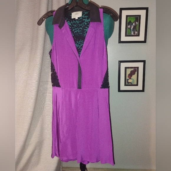 Madison Marcus Devise Silk & Lace Flowy Dress, Sz Small - Picture 7 of 11